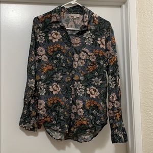Loft floral button down blouse size L